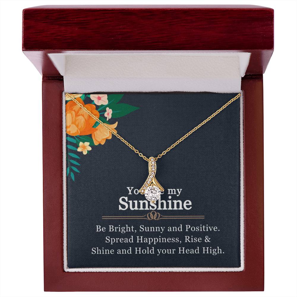 You Are My Sunshine Necklace for Her – Alluring Beauty Pendant with CZ – Inspirational Gift for Birthday or Anniversary