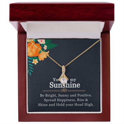 You Are My Sunshine Necklace for Her – Alluring Beauty Pendant with CZ – Inspirational Gift for Birthday or Anniversary