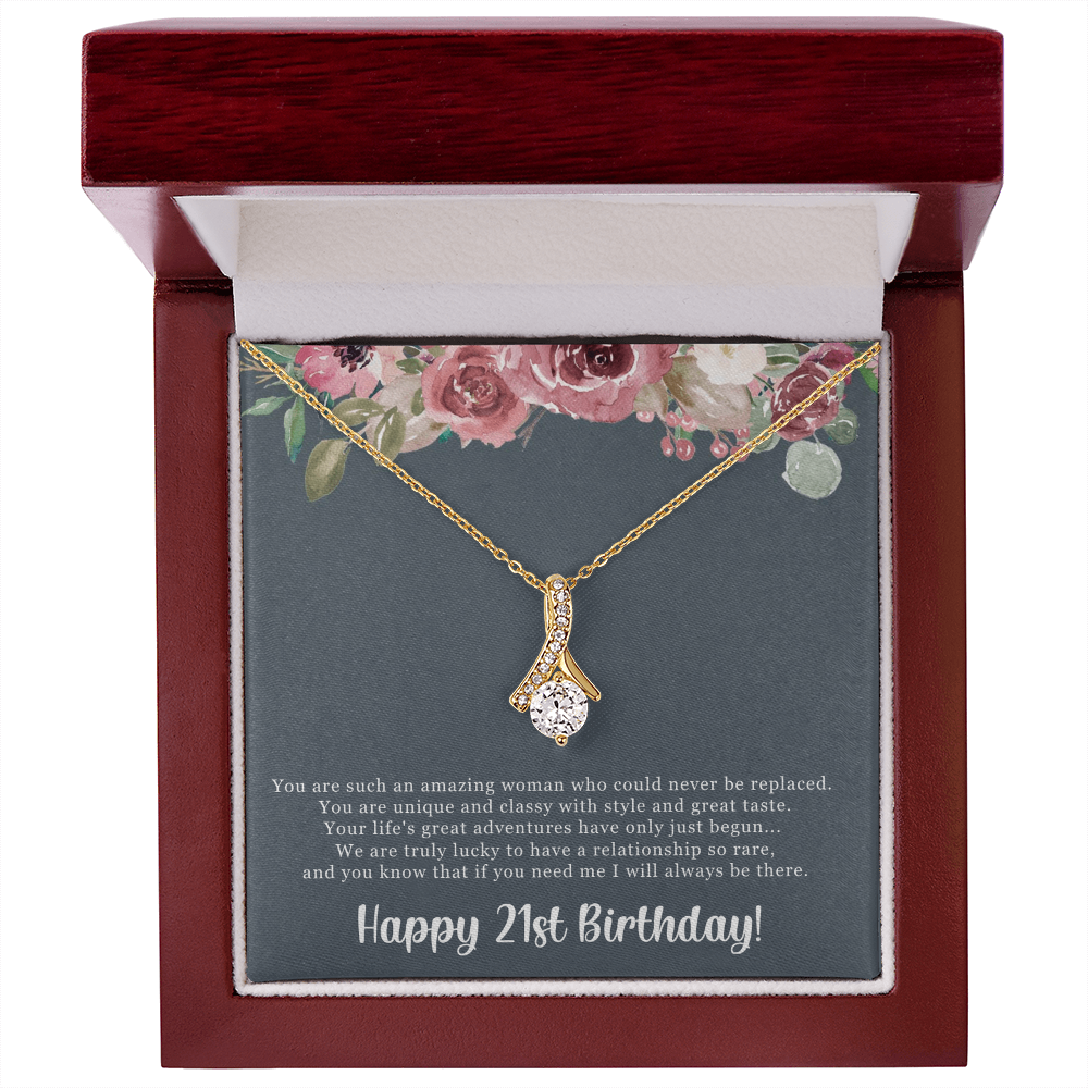 Birthday Gift For Her, Happy 21st Birthday, 21st Birthday, You Are Such An Amazing Woman - Alluring Beauty Necklace With Sweet Greeting Card by Best Gifts 305