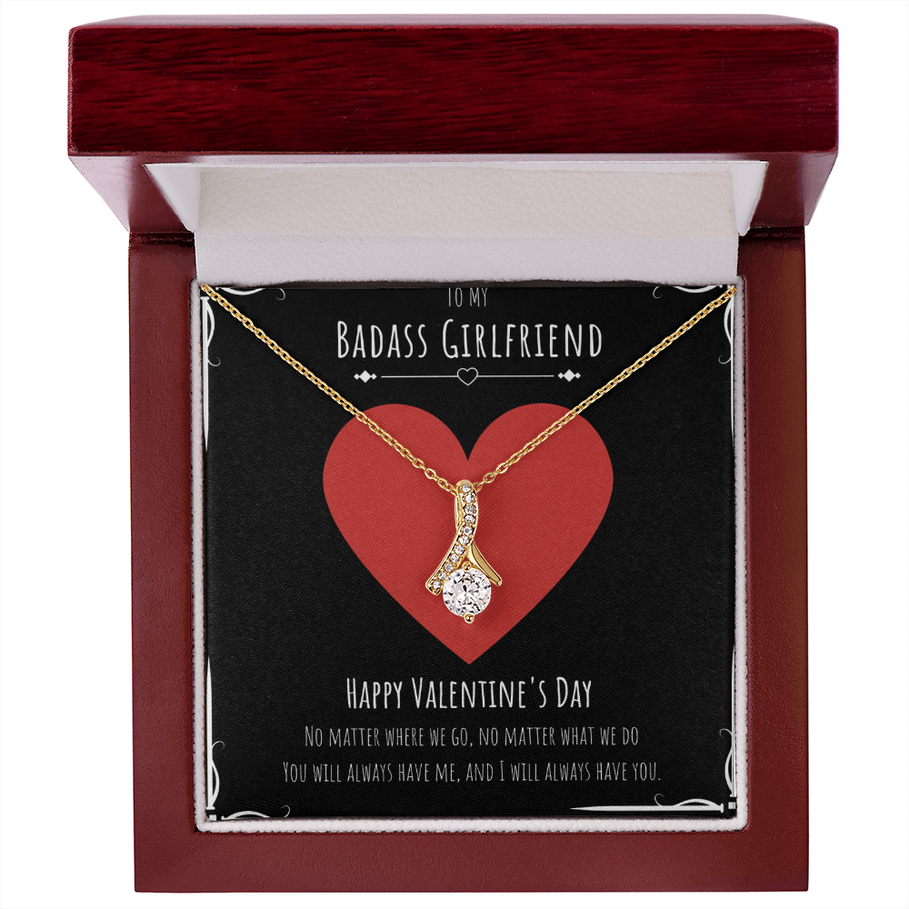 Badass Girlfriend Valentines Day Gift Alluring Beauty Necklace Message Card Gift From Boyfriend, Girlfriend Birthday Anniversary Jewelry Present by Best Gifts 305