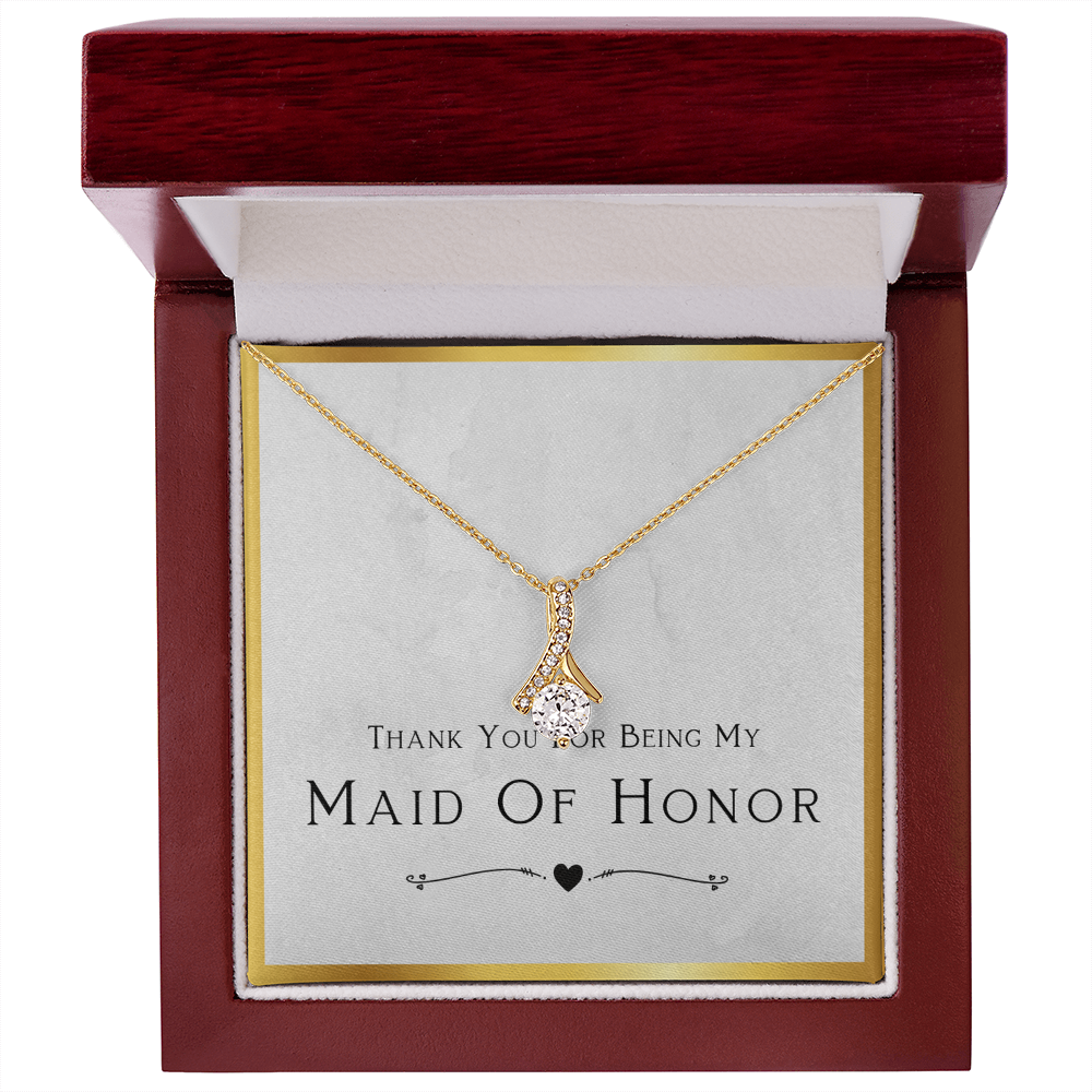 Maid Of Honor Gift, From Bride, Thank You For Being My Maid Of Honor, Day Of Wedding Gift - Alluring Beauty Necklace with Message Card by Best Gifts 305