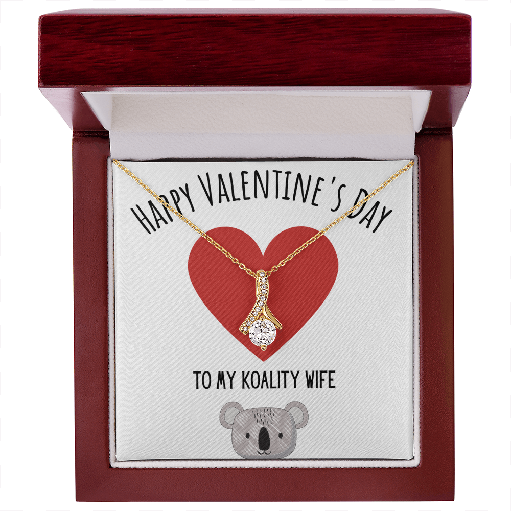 Funny Koala Valentines Day Alluring Beauty Necklace Jewelry Gift For Wife, Funny Wife V-Day Present From Husband, Cute Valentine's Day Message Card Jewelery by Best Gifts 305