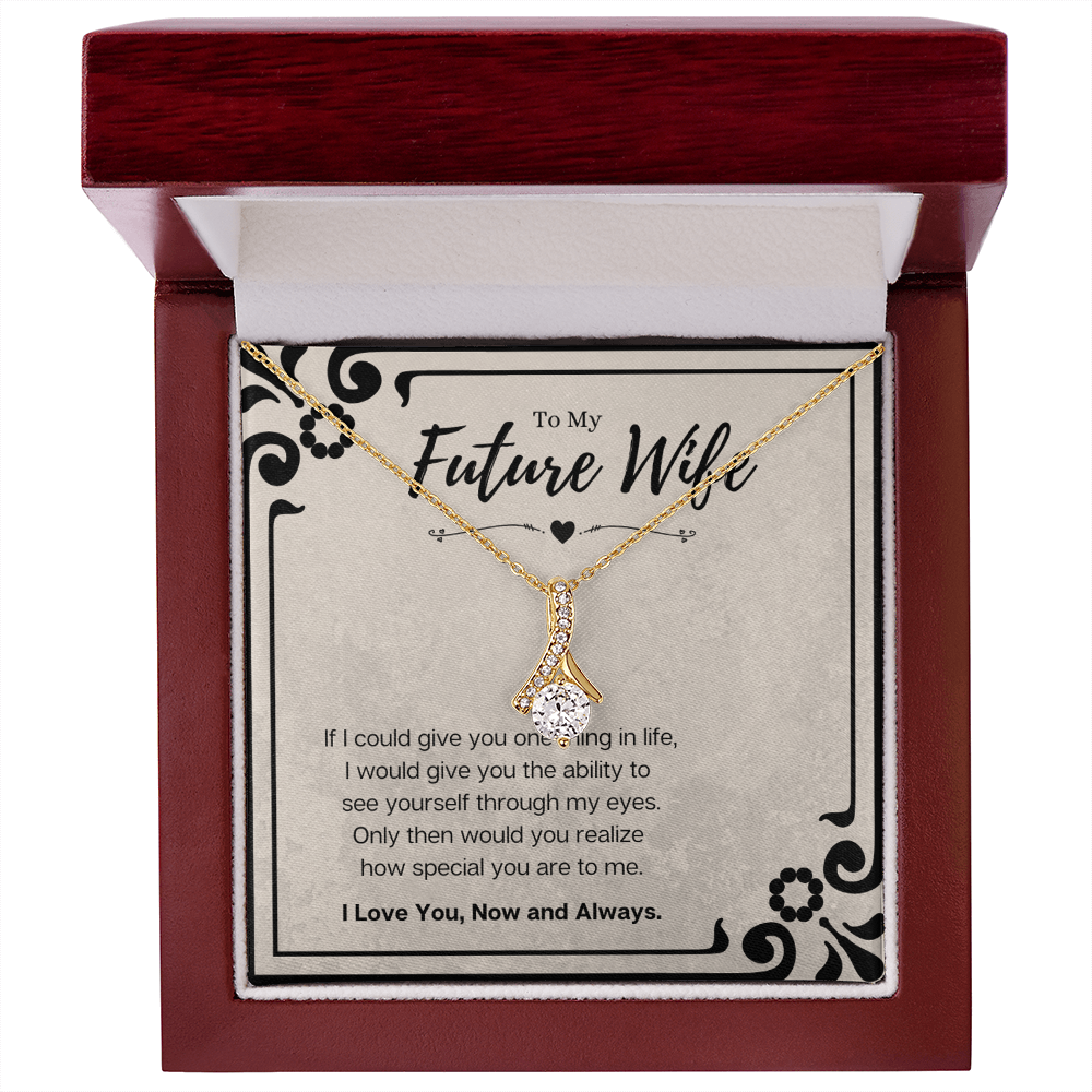 Future Wife Birthday Gift Message Card Jewelry Alluring Beauty Necklace, Heartwarming Mothers Day Present From Fiancé, Fiancée Anniversary Valentines Day Gift For Her by Best Gifts 305