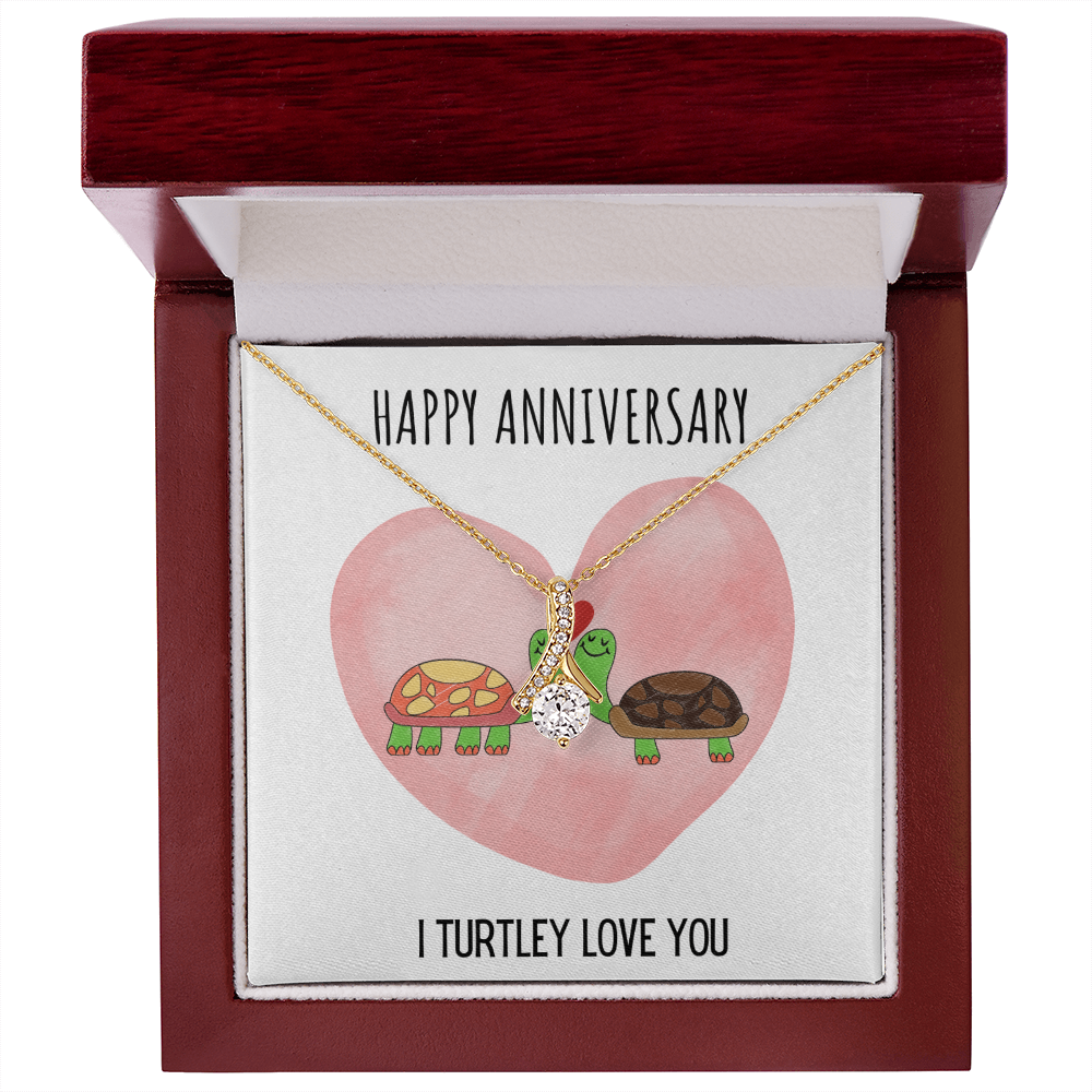 Funny Turtle Anniversary Alluring Beauty Necklace Jewelry Gift For Her, Funny Turtle Anniversary Present From Him, Turtley Love You Cute Anniversary Message Card Jewelry, Turtle Puns by Best Gifts 305