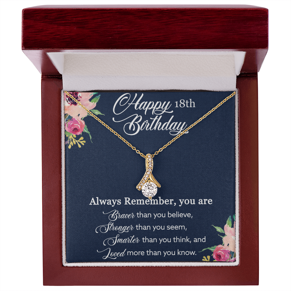 Happy 18th Birthday, Birthday Gift For Girls, 18th Birthday Gift, You Are Braver And Loved - Alluring Beauty Necklace With Birthday Greeting Card by Best Gifts 305