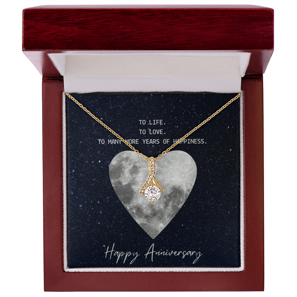 Anniversary Necklace for Wife – Alluring Beauty Ribbon Pendant, Romantic Gift from Husband for Happy Anniversary
