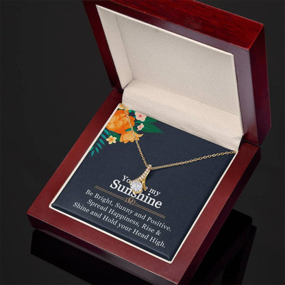 You Are My Sunshine Necklace for Her – Alluring Beauty Pendant with CZ – Inspirational Gift for Birthday or Anniversary