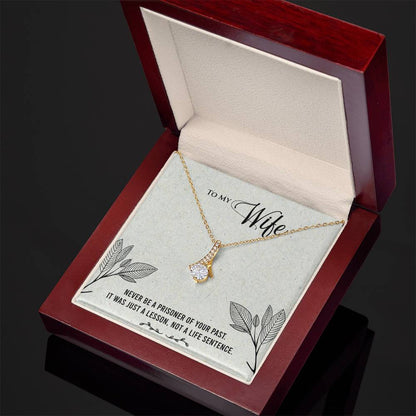Husband to Wife Gift, Alluring Beauty Necklace To My Wife, Wedding Anniversary Gift For Wife, Message Card Jewelry For Wife
