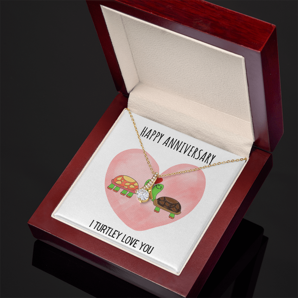 Funny Turtle Anniversary Alluring Beauty Necklace Jewelry Gift For Her, Funny Turtle Anniversary Present From Him, Turtley Love You Cute Anniversary Message Card Jewelry, Turtle Puns by Best Gifts 305