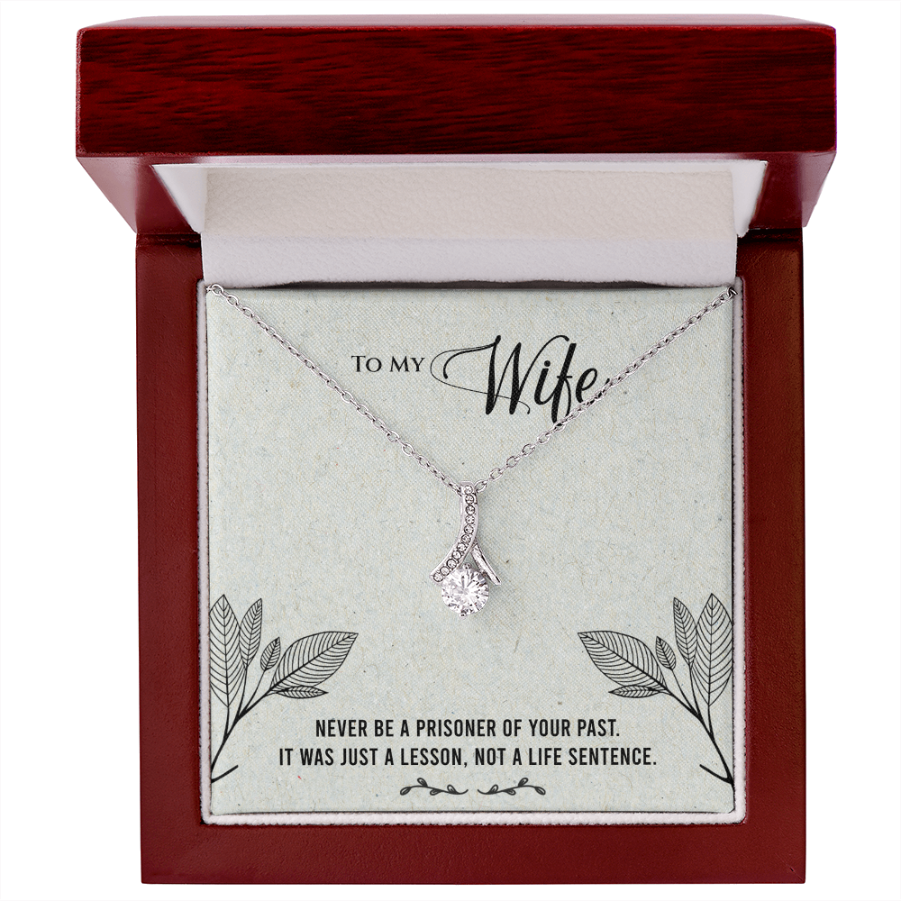 Husband to Wife Gift, Alluring Beauty Necklace To My Wife, Wedding Anniversary Gift For Wife, Message Card Jewelry For Wife