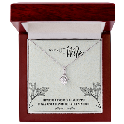 Husband to Wife Gift, Alluring Beauty Necklace To My Wife, Wedding Anniversary Gift For Wife, Message Card Jewelry For Wife