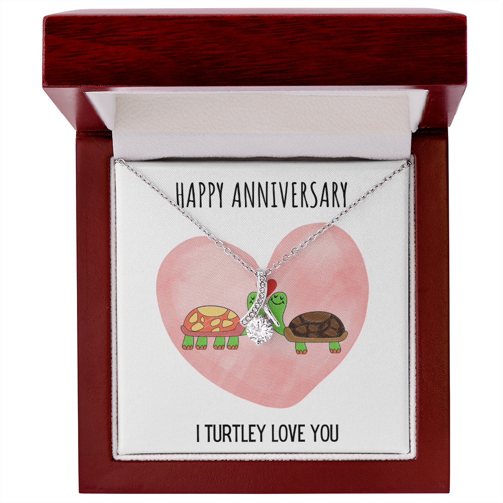 Funny Turtle Anniversary Alluring Beauty Necklace Jewelry Gift For Her, Funny Turtle Anniversary Present From Him, Turtley Love You Cute Anniversary Message Card Jewelry, Turtle Puns by Best Gifts 305