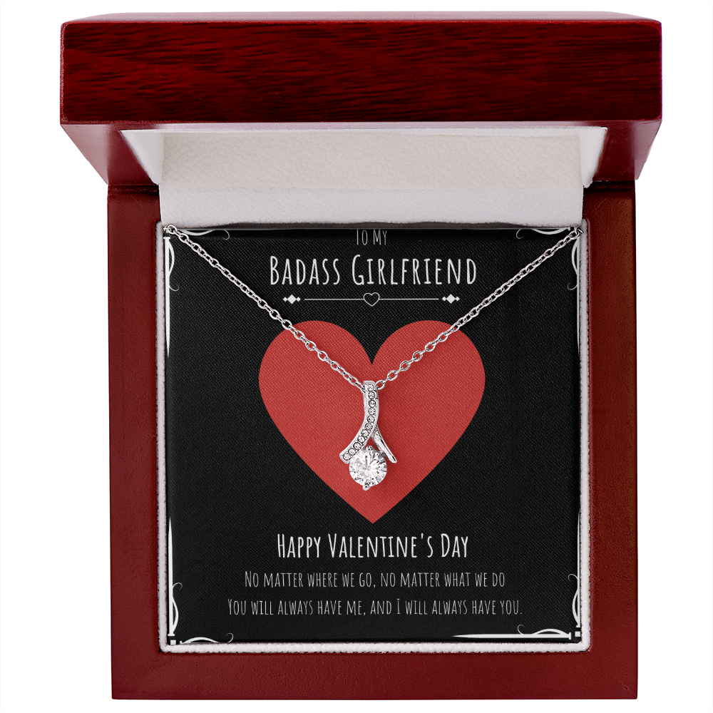Badass Girlfriend Valentines Day Gift Alluring Beauty Necklace Message Card Gift From Boyfriend, Girlfriend Birthday Anniversary Jewelry Present by Best Gifts 305