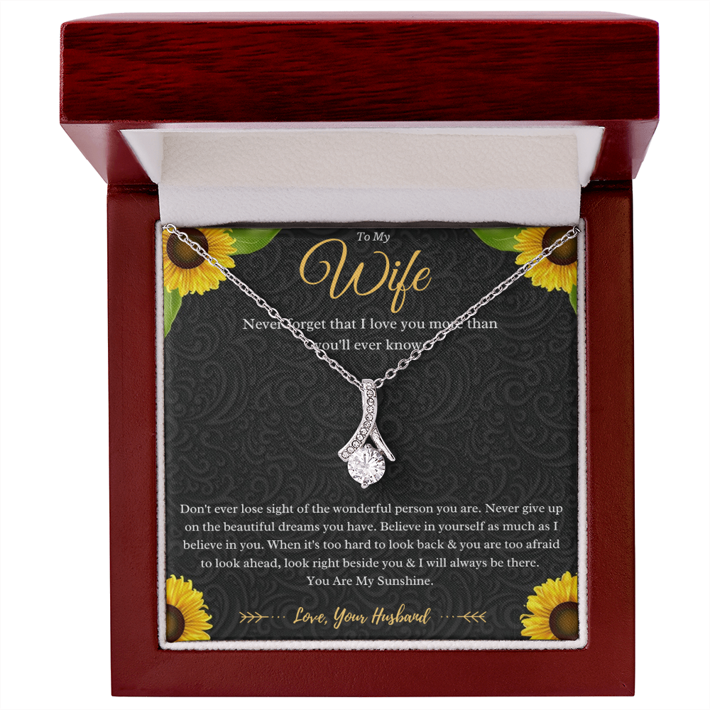 To My Wife Alluring Beauty Necklace Gift From Husband, Wife Anniversary Present, Wife Valentines Day Message Card Jewelry Gift For Birthday by Best Gifts 305