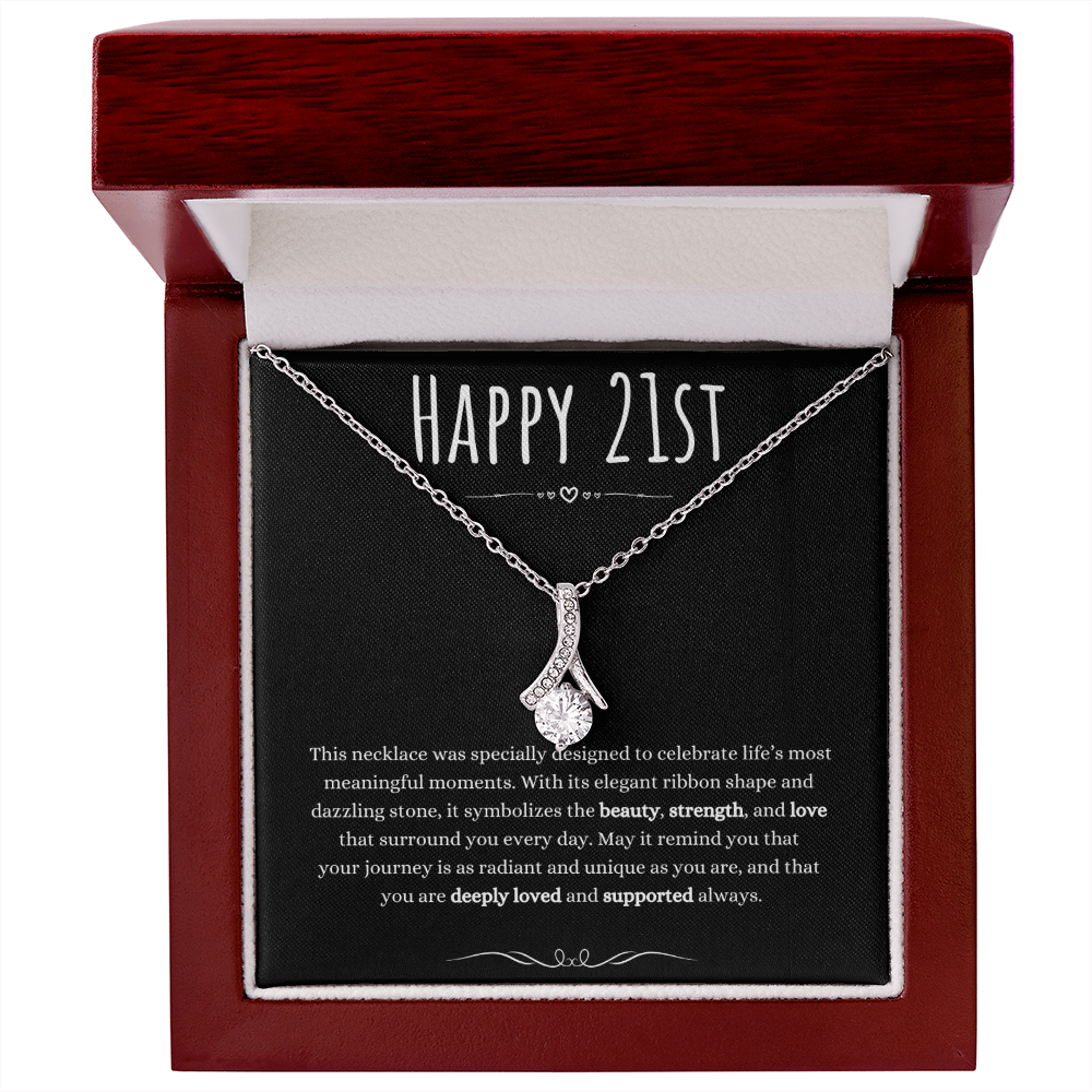 21st Birthday Gift Alluring Beauty Necklace For Woman Turning 21 Meaningful Jewelry Message Card Present by Best Gifts 305