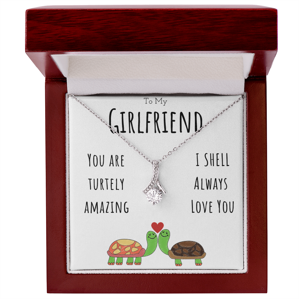 To My Girlfriend Funny Turtle Message Card Jewelry Alluring Beauty Necklace Gift From Boyfriend, Cute Turtle Animal Pun Birthday Gift For Girlfriend, Anniversary Present For Her by Best Gifts 305
