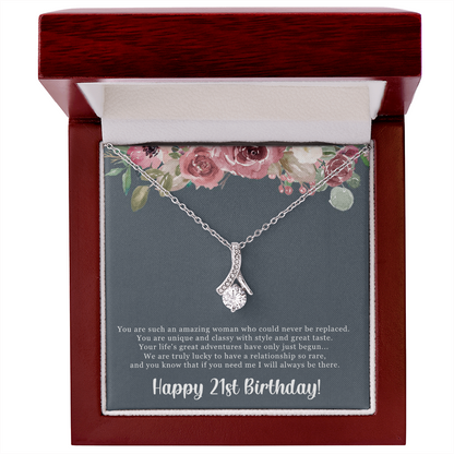 Birthday Gift For Her, Happy 21st Birthday, 21st Birthday, You Are Such An Amazing Woman - Alluring Beauty Necklace With Sweet Greeting Card by Best Gifts 305
