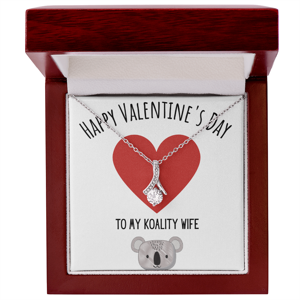 Funny Koala Valentines Day Alluring Beauty Necklace Jewelry Gift For Wife, Funny Wife V-Day Present From Husband, Cute Valentine's Day Message Card Jewelery by Best Gifts 305