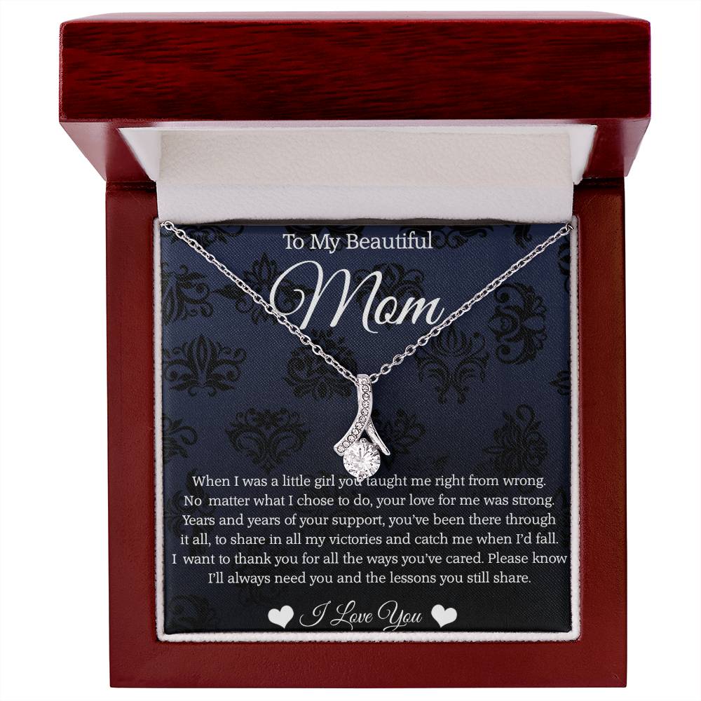 To My Beautiful Mom, Alluring Beauty Necklace For Mom, Thank You Gifts From Daughter To Mom, Mom Jewelry, Mother's Day Gift To Mom