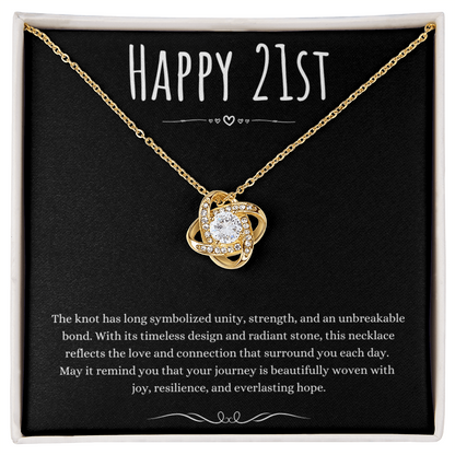 21st Birthday Gift Love Knot Necklace For Woman Turning 21 Meaningful Jewelry Message Card Present by Best Gifts 305