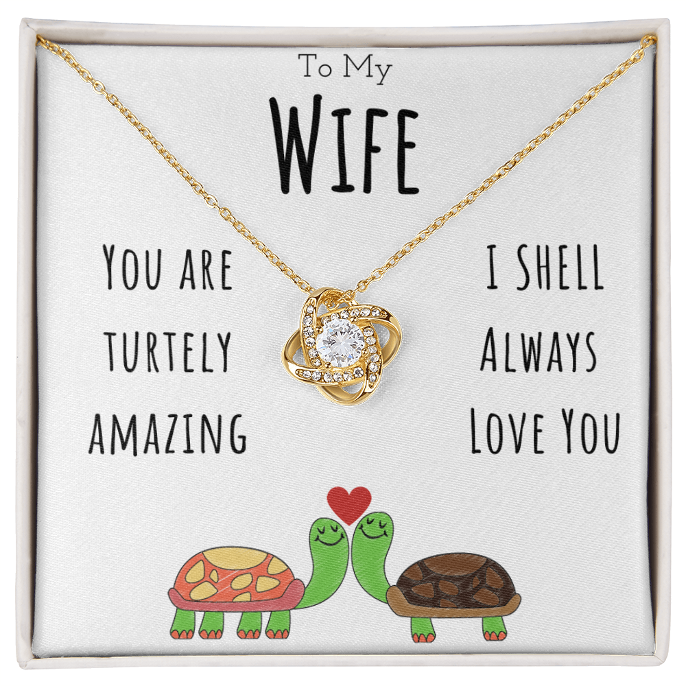 To My Wife Funny Turtle Message Card Jewelry Love Knot Necklace Gift From Husband, Cute Turtle Animal Pun Birthday Gift For Wife, Anniversary Present For Her by Best Gifts 305