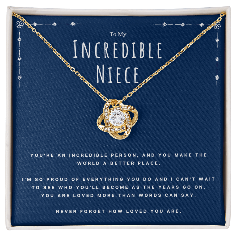 Aunt To Niece Unique Personal Message Love Knot Necklace Gift, Beautiful Birthday Gifts For Niece, Niece Graduation Present From Proud Auntie by Best Gifts 305