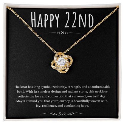 22nd Birthday Gift Love Knot Necklace For Woman Turning 22 Meaningful Jewelry Message Card Present by Best Gifts 305