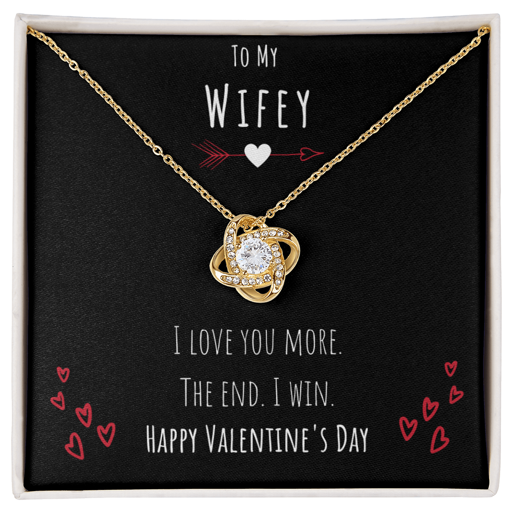 To My Wifey I Love You More Love Knot Necklace Jewelry Message Card Valentines Day Gift For Her From Husband by Best Gifts 305