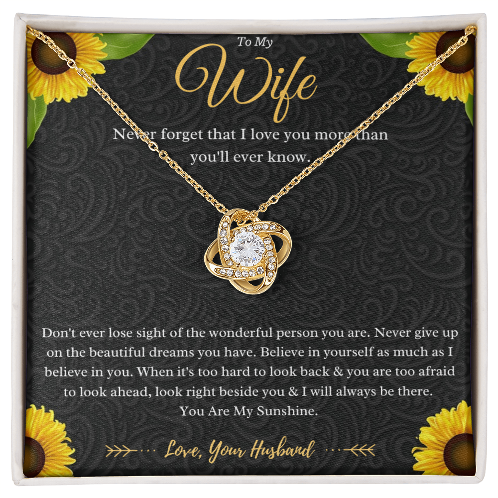 To My Wife Love Knot Necklace Gift From Husband, Wife Anniversary Present, Wife Valentines Day Message Card Jewelry Gift For Birthday by Best Gifts 305