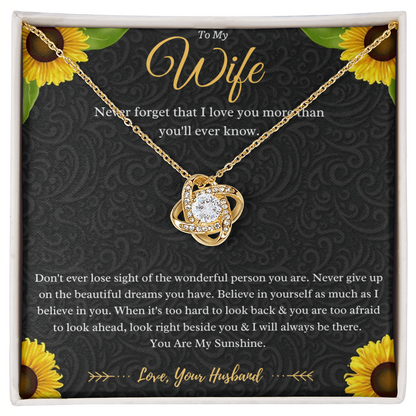To My Wife Love Knot Necklace Gift From Husband, Wife Anniversary Present, Wife Valentines Day Message Card Jewelry Gift For Birthday by Best Gifts 305