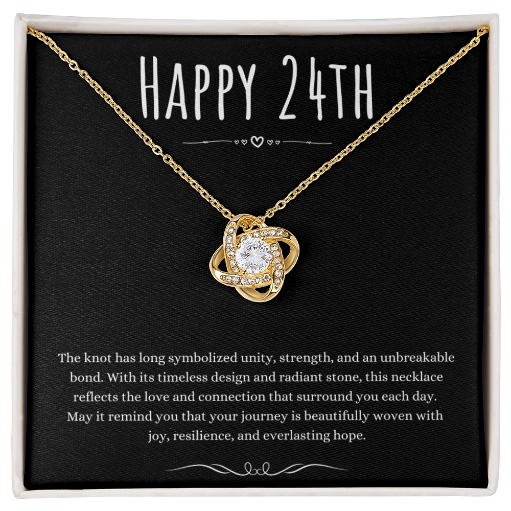 24th Birthday Gift Love Knot Necklace For Woman Turning 24 Meaningful Jewelry Message Card Present by Best Gifts 305