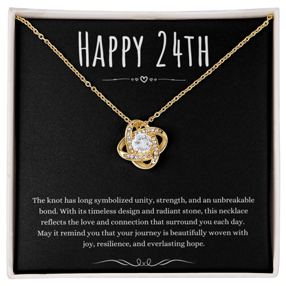 24th Birthday Gift Love Knot Necklace For Woman Turning 24 Meaningful Jewelry Message Card Present by Best Gifts 305