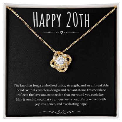 20th Birthday Gift Love Knot Necklace For Woman Turning 20 Meaningful Jewelry Message Card Present by Best Gifts 305