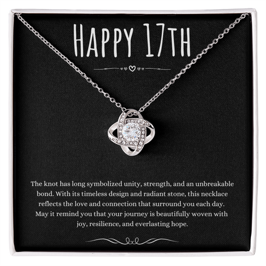 17th Birthday Gift Love Knot Necklace For Woman Turning 17 Meaningful Jewelry Message Card Present by Best Gifts 305