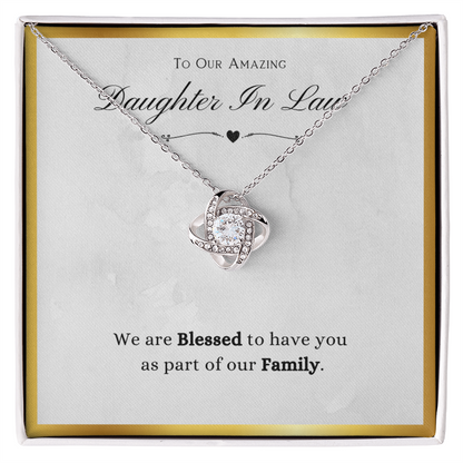 Daughter In Law Gift, From Mother In Law, Blessed To Have You As Family, Future Daughter In Law Gift - Love Knot Necklace With Message Card by Best Gifts 305