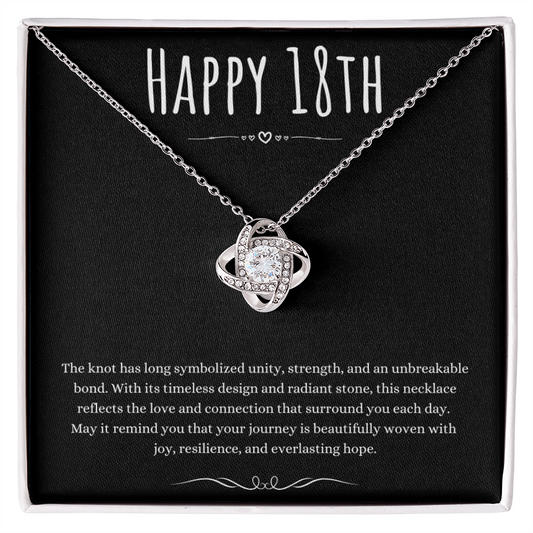 18th Birthday Gift Love Knot Necklace For Woman Turning 18 Meaningful Jewelry Message Card Present by Best Gifts 305