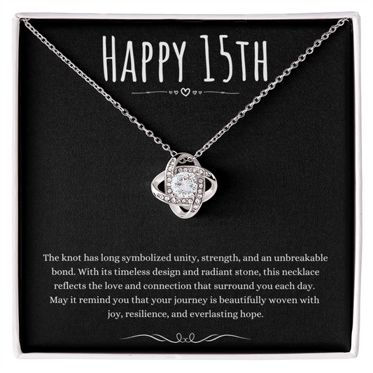 15th Birthday Gift Love Knot Necklace For Woman Turning 15 Meaningful Jewelry Message Card Present by Best Gifts 305