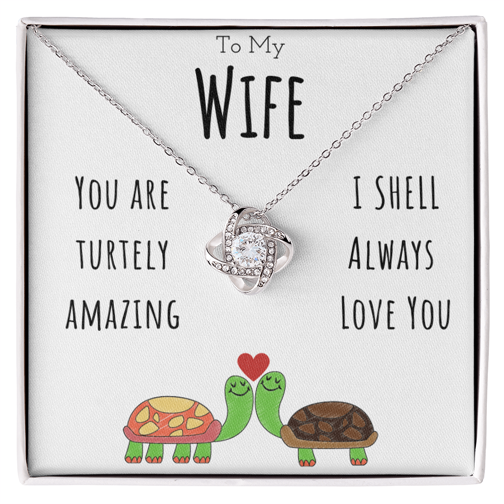 To My Wife Funny Turtle Message Card Jewelry Love Knot Necklace Gift From Husband, Cute Turtle Animal Pun Birthday Gift For Wife, Anniversary Present For Her by Best Gifts 305