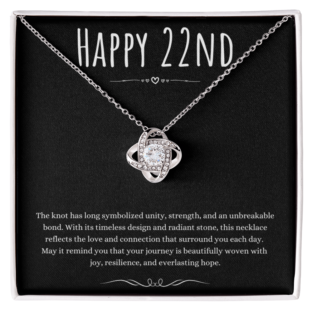 22nd Birthday Gift Love Knot Necklace For Woman Turning 22 Meaningful Jewelry Message Card Present by Best Gifts 305