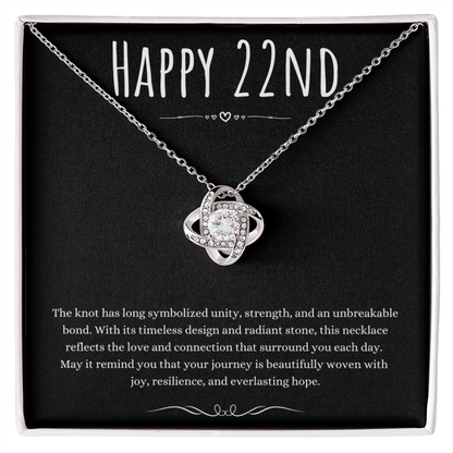 22nd Birthday Gift Love Knot Necklace For Woman Turning 22 Meaningful Jewelry Message Card Present by Best Gifts 305