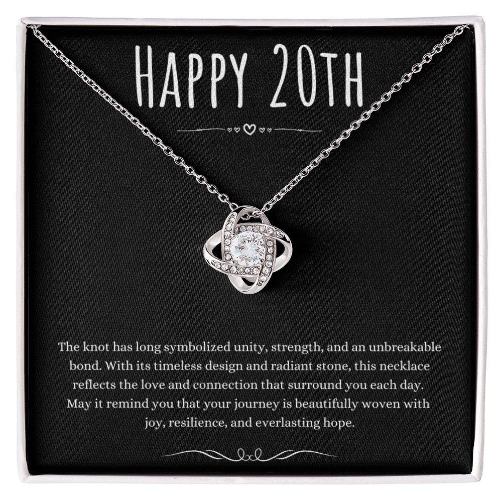 20th Birthday Gift Love Knot Necklace For Woman Turning 20 Meaningful Jewelry Message Card Present by Best Gifts 305