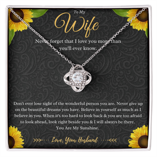 To My Wife Love Knot Necklace Gift From Husband, Wife Anniversary Present, Wife Valentines Day Message Card Jewelry Gift For Birthday by Best Gifts 305