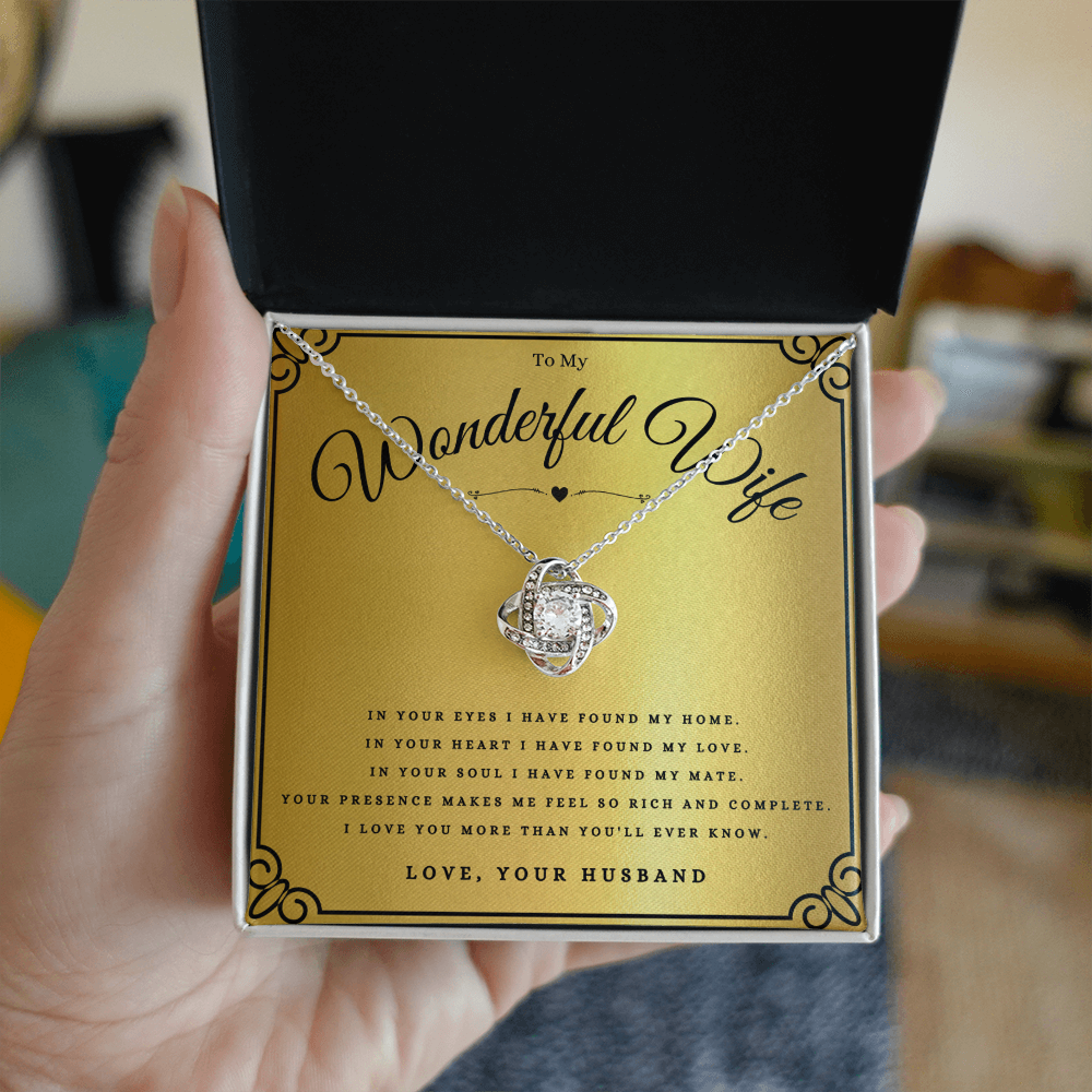 To My Wonderful Wife Love Knot Necklace Gift For Wife Anniversary, Wife Valentines Day Message Card Christmas Present From Husband, Wife Birthday Jewelry Gift by Best Gifts 305