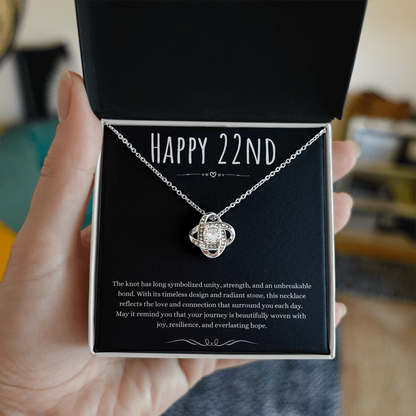 22nd Birthday Gift Love Knot Necklace For Woman Turning 22 Meaningful Jewelry Message Card Present by Best Gifts 305