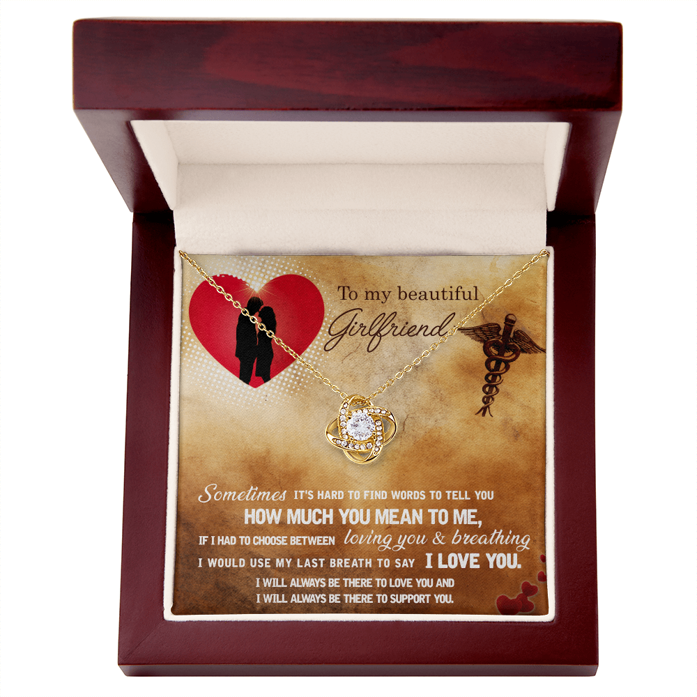 Love Knot Necklace for Girlfriend – 14k White or 18k Gold Over Steel, CZ Pendant, Romantic Gift for Her Birthday or Anniversary