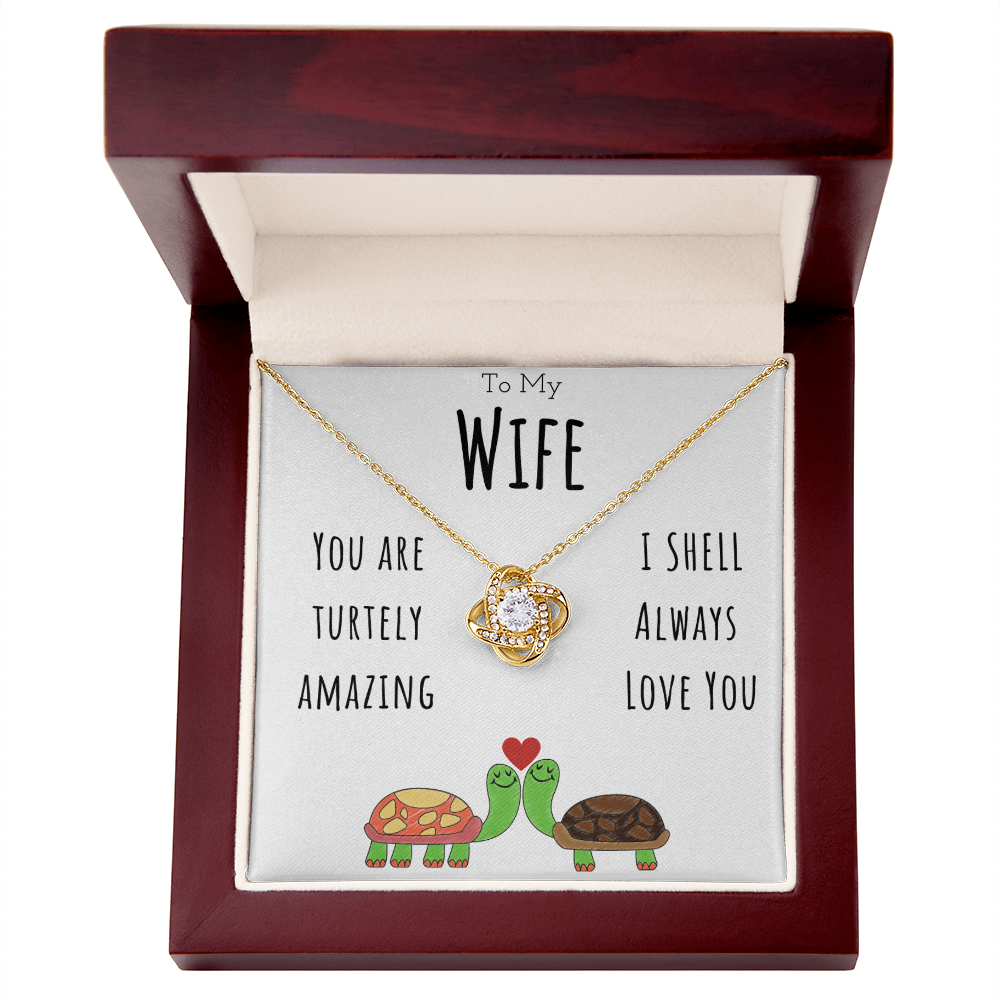 To My Wife Funny Turtle Message Card Jewelry Love Knot Necklace Gift From Husband, Cute Turtle Animal Pun Birthday Gift For Wife, Anniversary Present For Her by Best Gifts 305