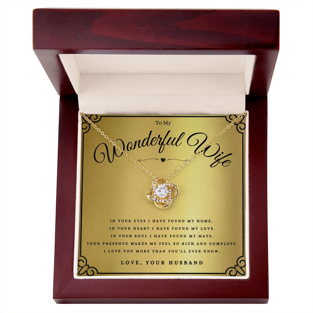 To My Wonderful Wife Love Knot Necklace Gift For Wife Anniversary, Wife Valentines Day Message Card Christmas Present From Husband, Wife Birthday Jewelry Gift by Best Gifts 305