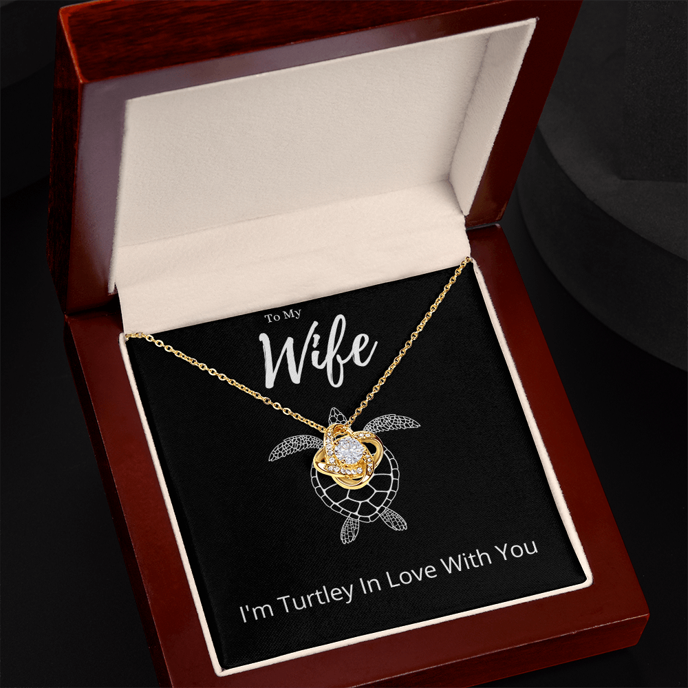 Funny Wife Turtle Love Knot Necklace Anniversary Gift From Husband, Animal Pun Message Card Jewelry Birthday Present From Him, Dad Joke Pun Gag Gifts For Wife Valentines Day by Best Gifts 305