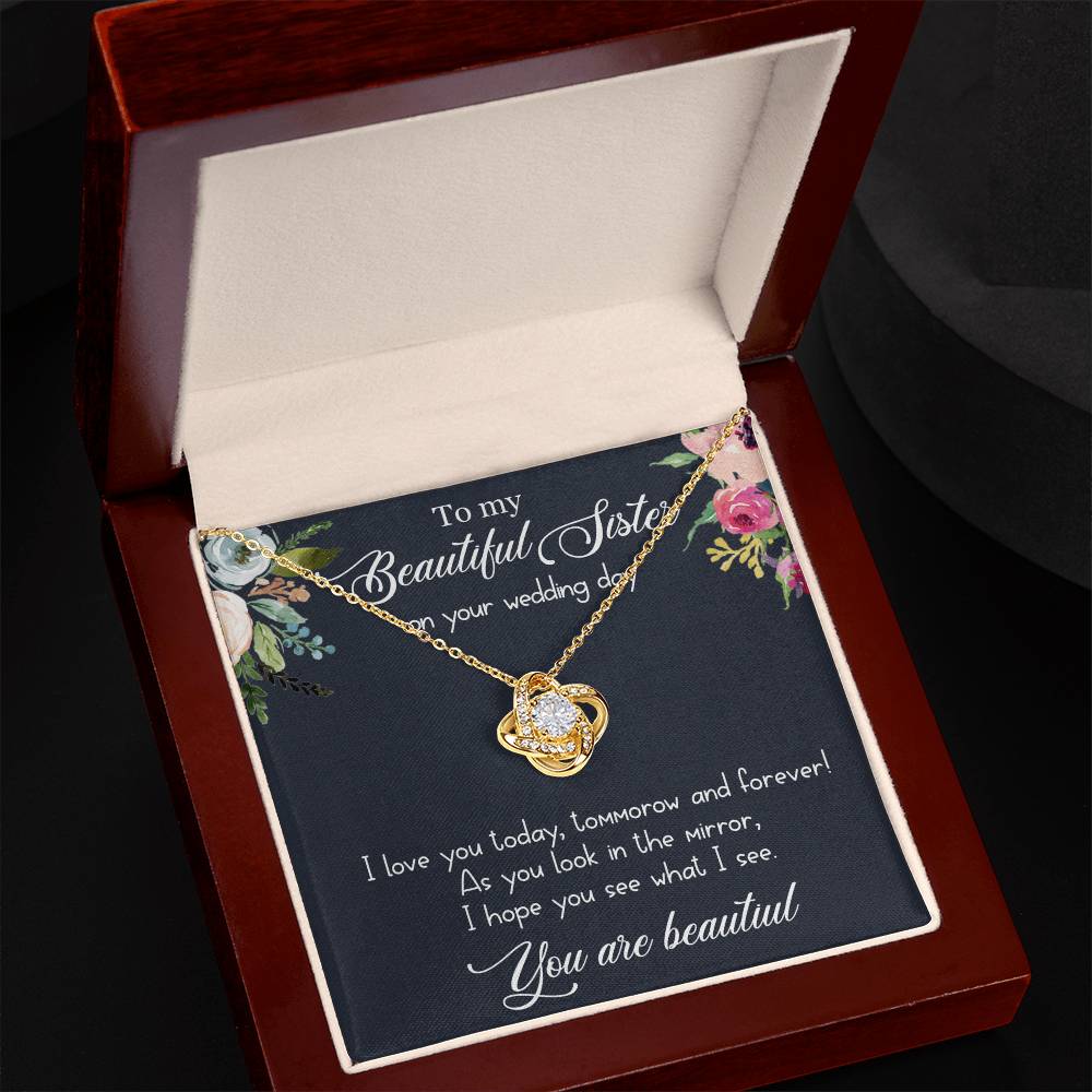 Sister Wedding Day Necklace Gift – Love Knot Pendant Jewelry from Sister, Beautiful Sister Keepsake