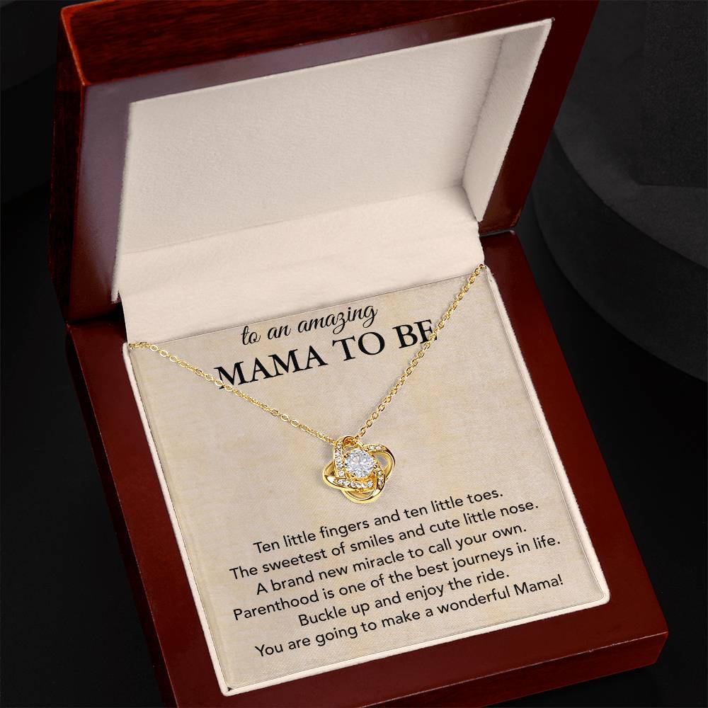 To an Amazing Mama To Be Love Knot Necklace – Pregnancy Gift for Mom to Be, CZ Pendant Jewelry